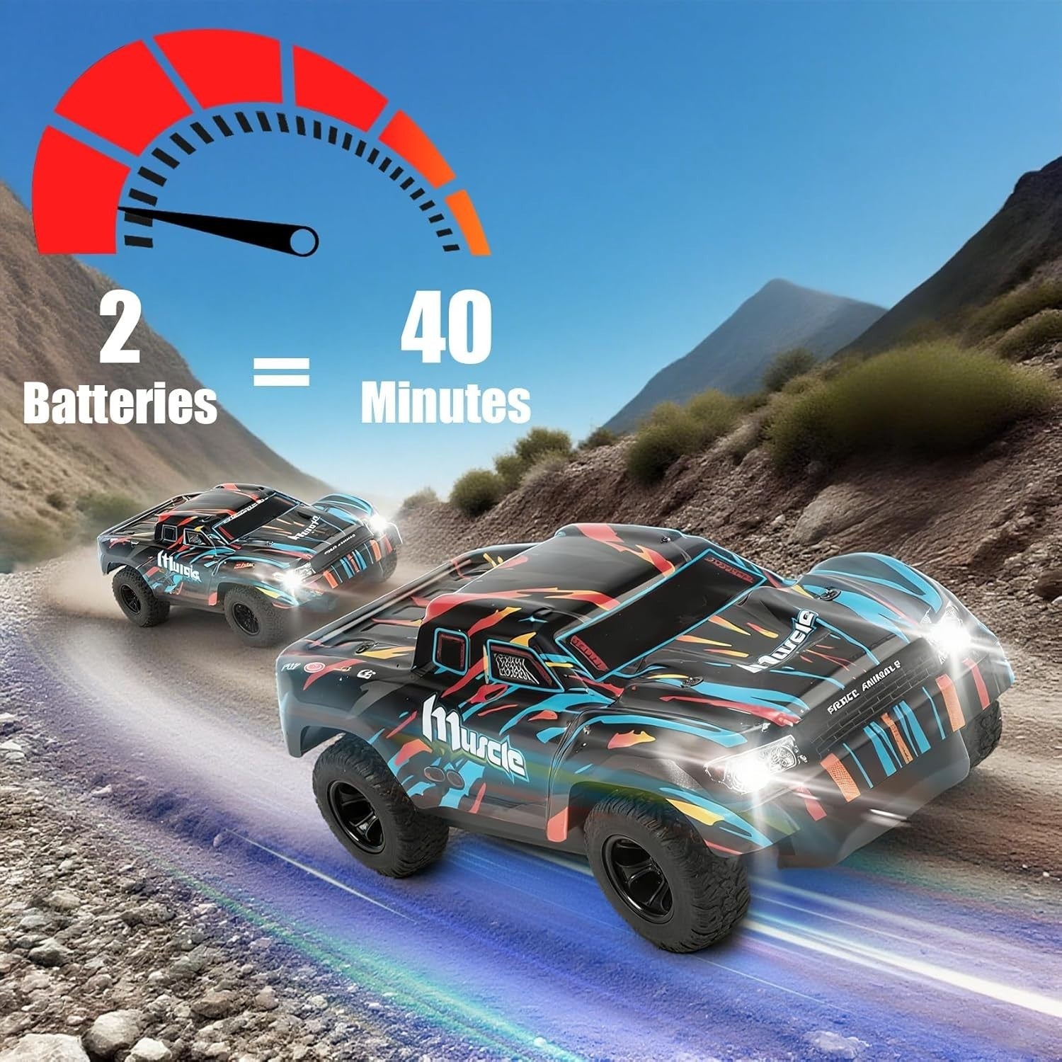 Mini 4WD RC Car 1:22 Scale – LED Lights, 2.4GHz Remote, 15KM/H Fast Racing Toy