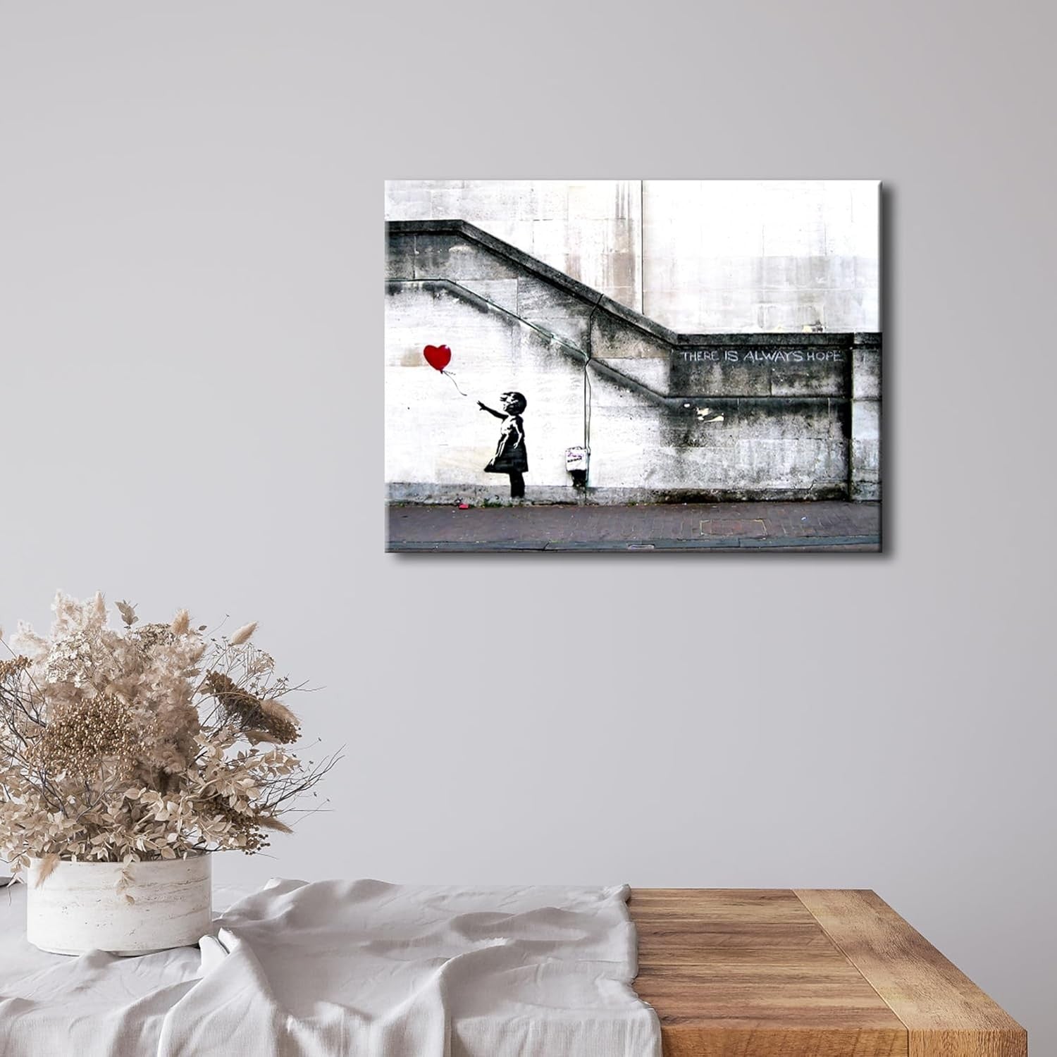 Banksy Girl with Red Balloon Canvas Wall Art Framed Modern Decor