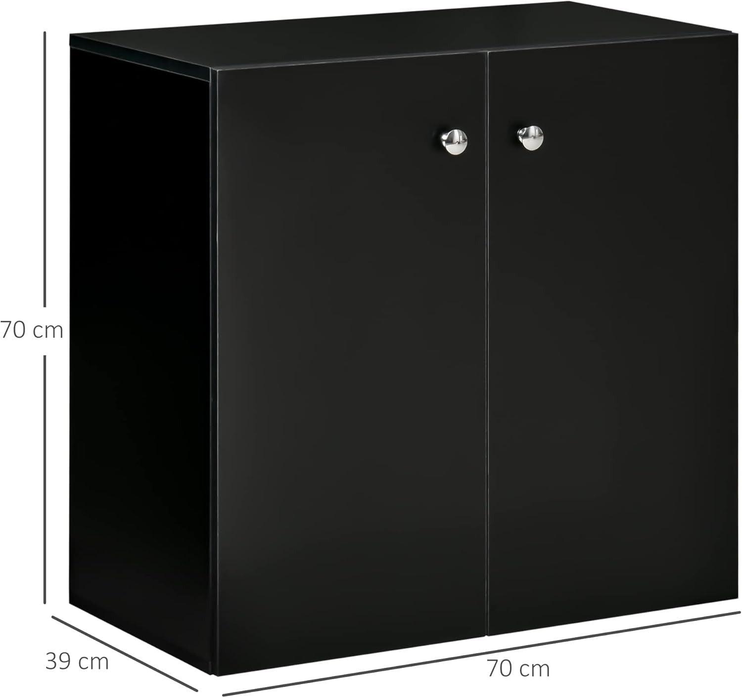 Modern Black Wooden Storage Cabinet 2 Door Sideboard Cupboard Bookcase