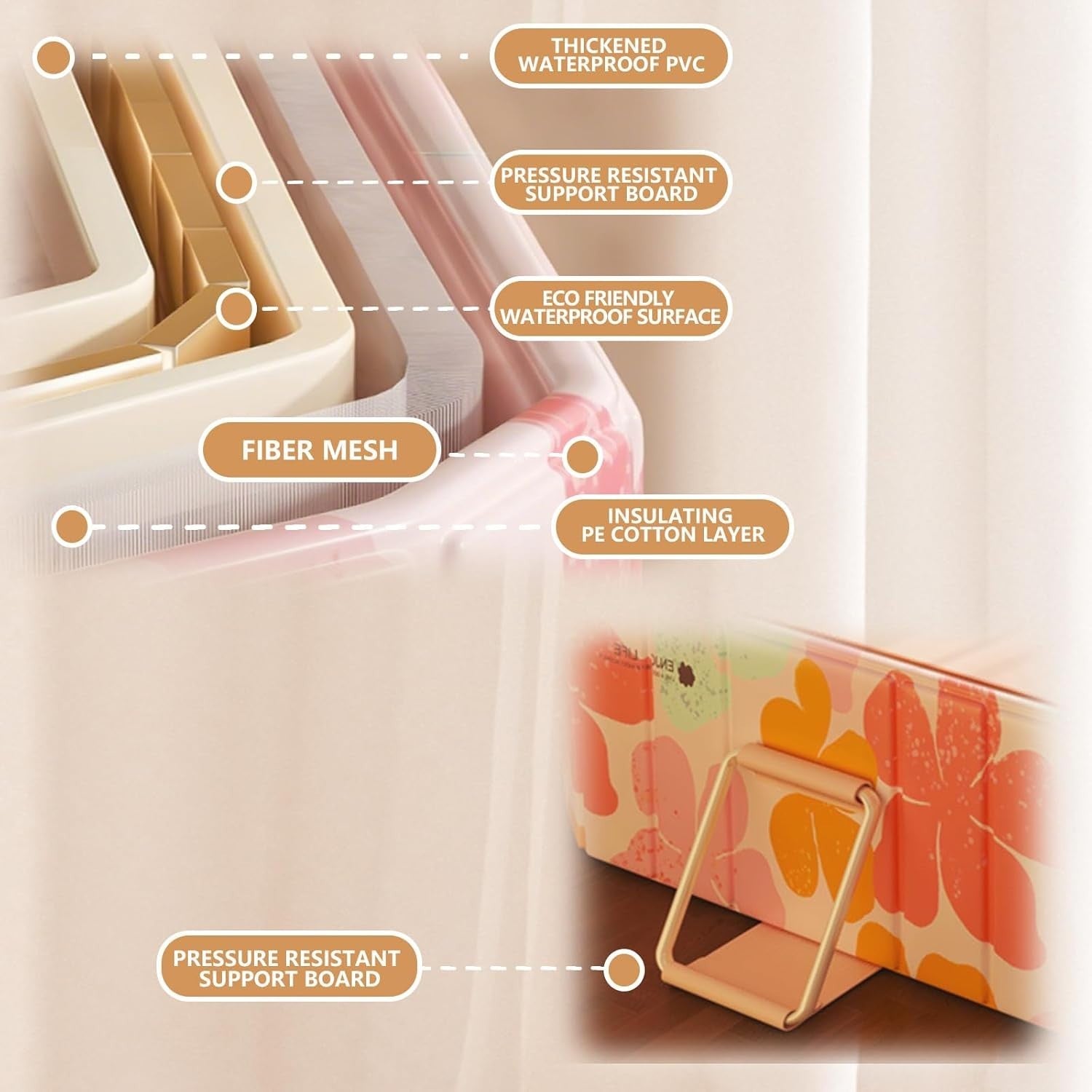 Foldable Portable Bathtub SPA Sauna Ice & Hot Bath 1.2m Pink Adults