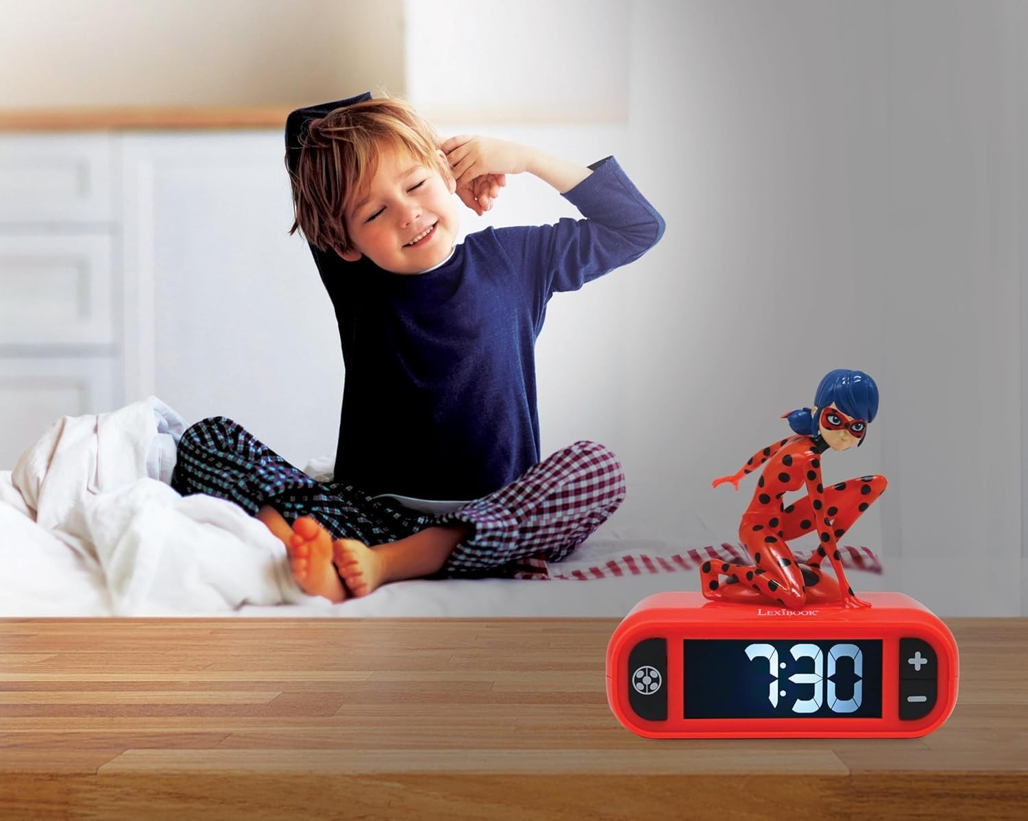 Kids Superhero Alarm Clock Night Light LED Display Snooze Bedroom
