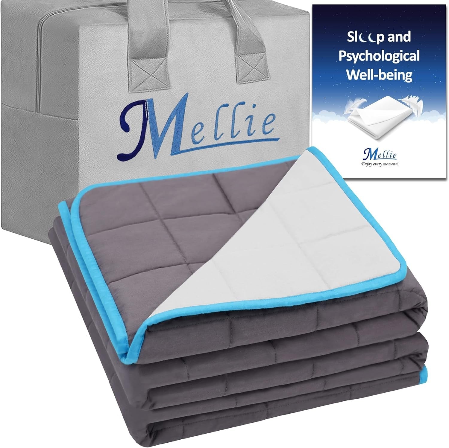 8.2kg King Weighted Blanket 150x200cm Grey/White Cotton Sleep Therapy