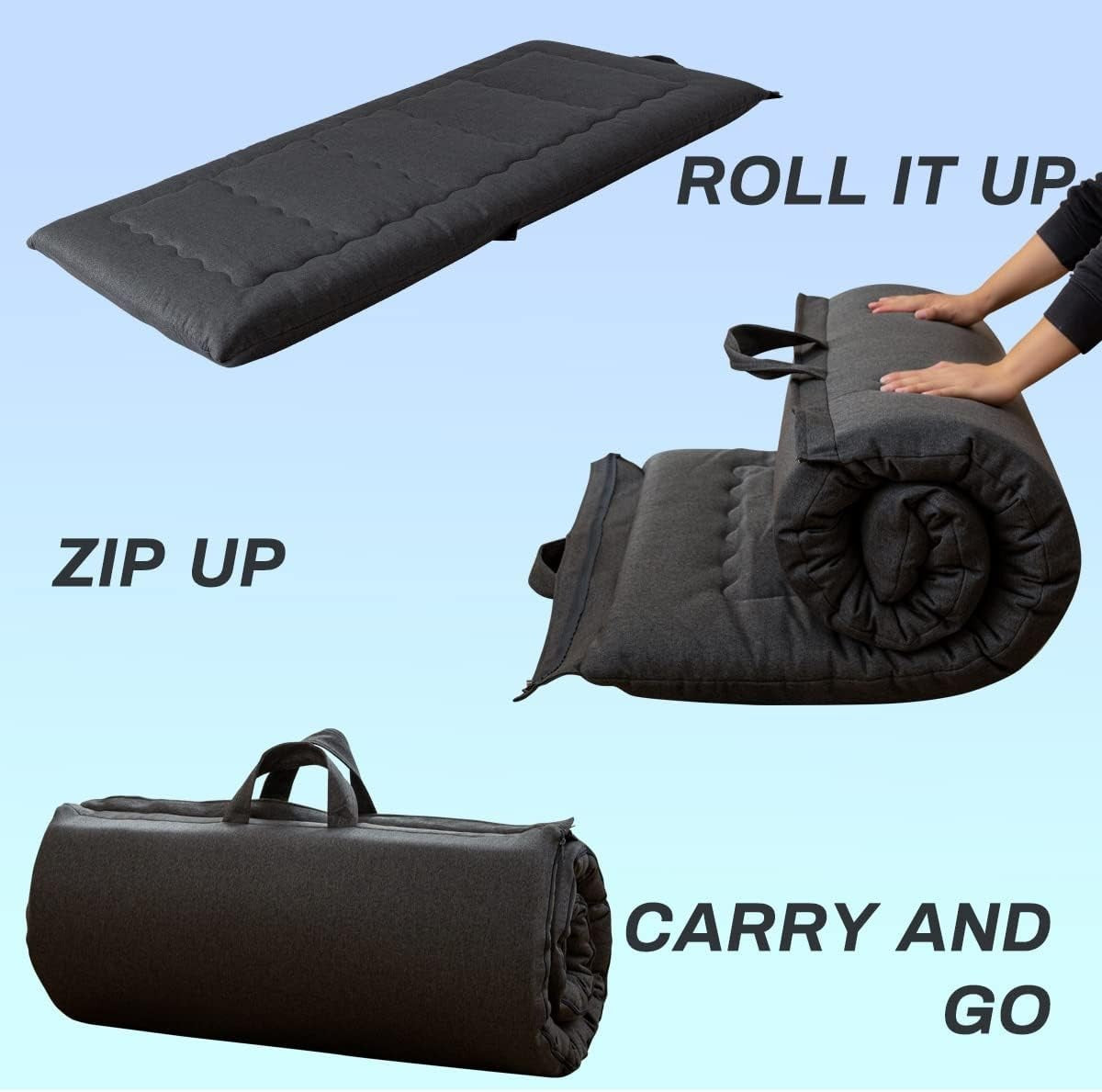 Foldable Futon Mattress Foam Bed Roll Up Guest Floor Sofa Camping Pad