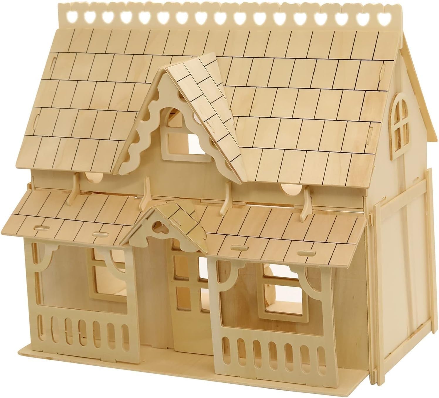 Wooden Dollhouse Construction Kit - DIY Handcraft Model, Paintable & Sturdy