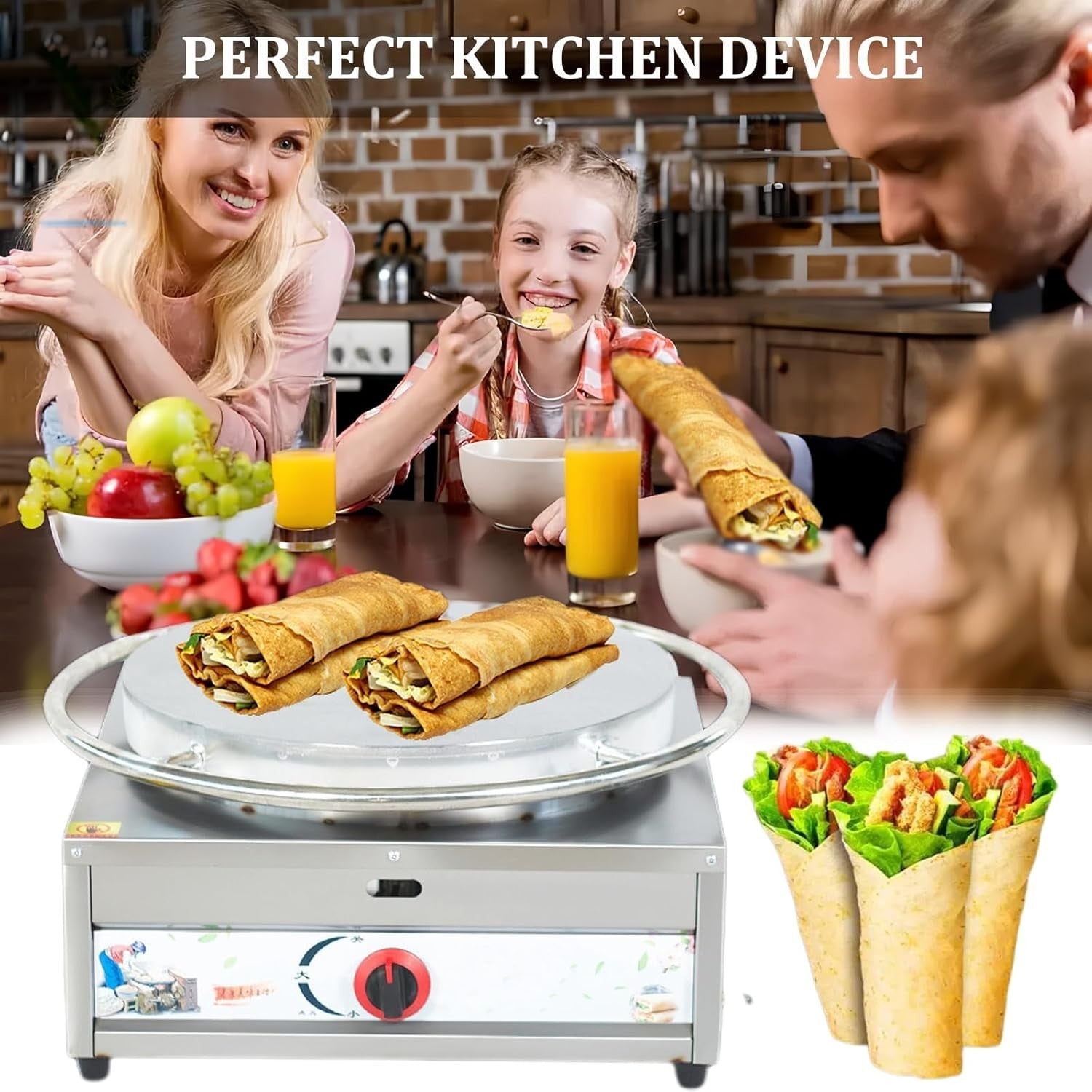 50cm Commercial Crepe Maker NonStick Electric/Gas Griddle Pro Pancake Hot Plate