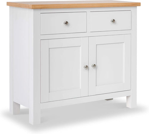 White Small Sideboard Storage Cabinet 2 Drawer 2 Door Solid Wood Durable