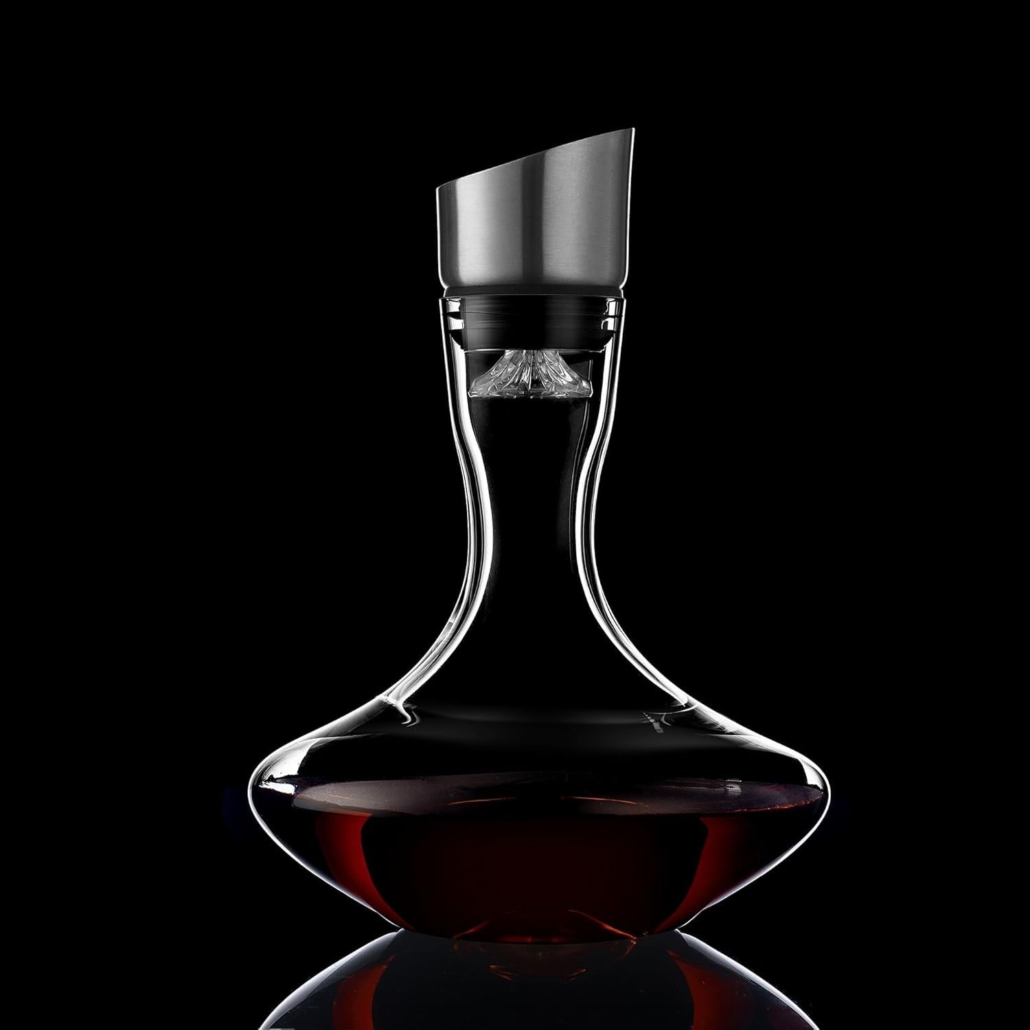 750ml Crystal Wine Decanter with Built-In Aerator Stainless Steel Lid Gift Set