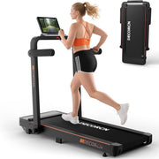 2.5HP Folding Treadmill 14KMH Home Office Walking Pad Bluetooth Speaker