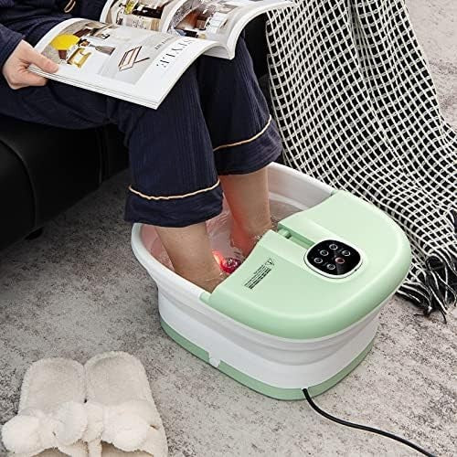 Portable Folding Foot Spa with Heat, Bubble Massage, Remote Control & Timer