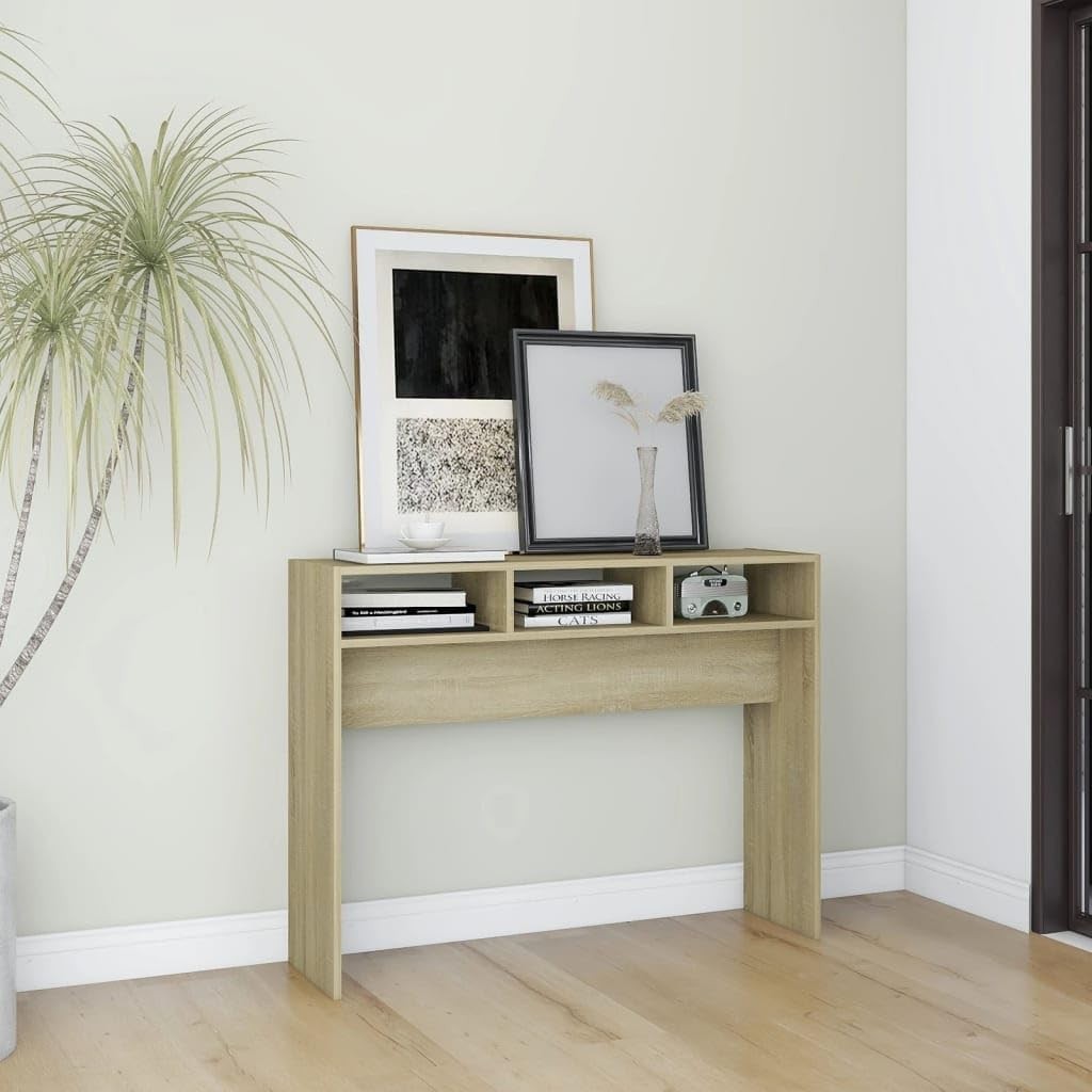 Modern Console Table with Storage Shelves - Compact, Stylish Home Desk