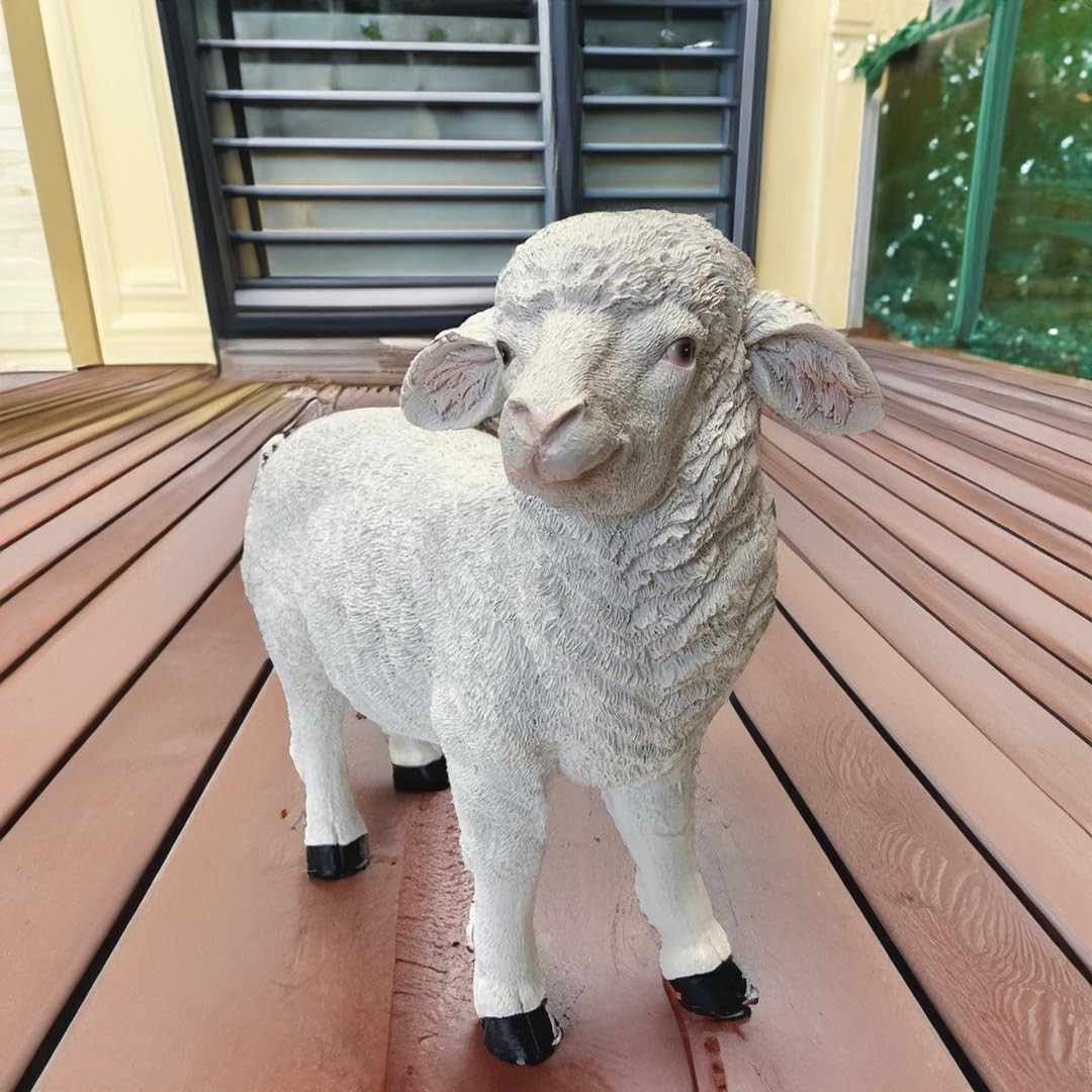 Standing Sheep Garden Ornament Resin Farm Animal Statue Outdoor Decor Gift