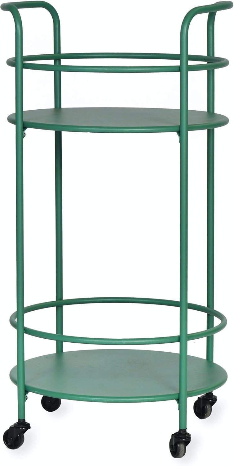 Round Drinks Trolley Serving Cart Metal Rolling Bar Cart Indoor Outdoor
