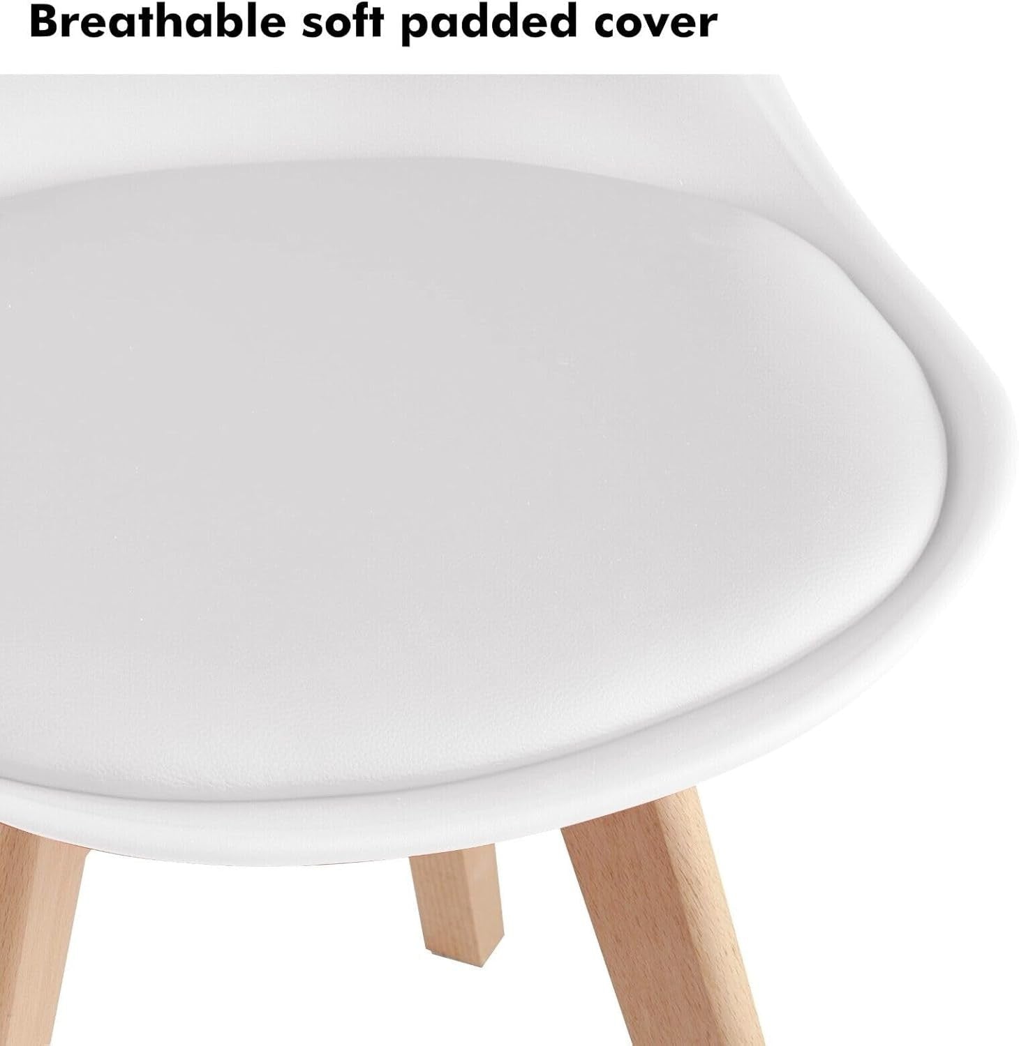 Modern White Dining Table & 4 Chairs Set – Soft Cushioned Seats, Solid Wood