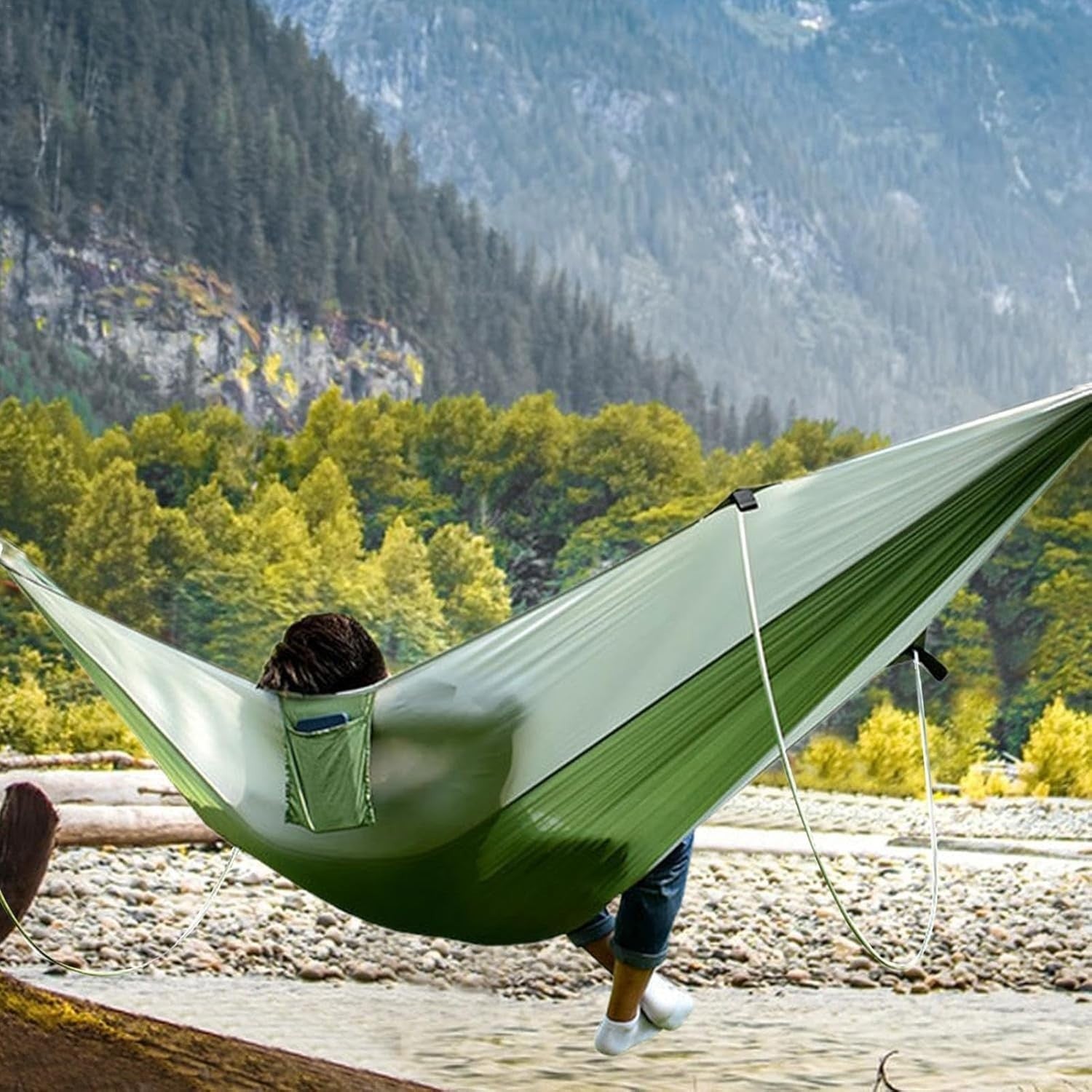 Portable Outdoor Camping Hammock with Poles, Waterproof Travel Swing Bed