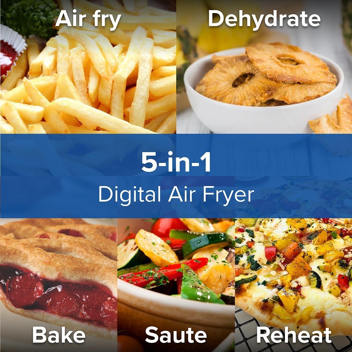 4.7L Digital Air Fryer 5-in-1 Oil Free 360° Air Technology