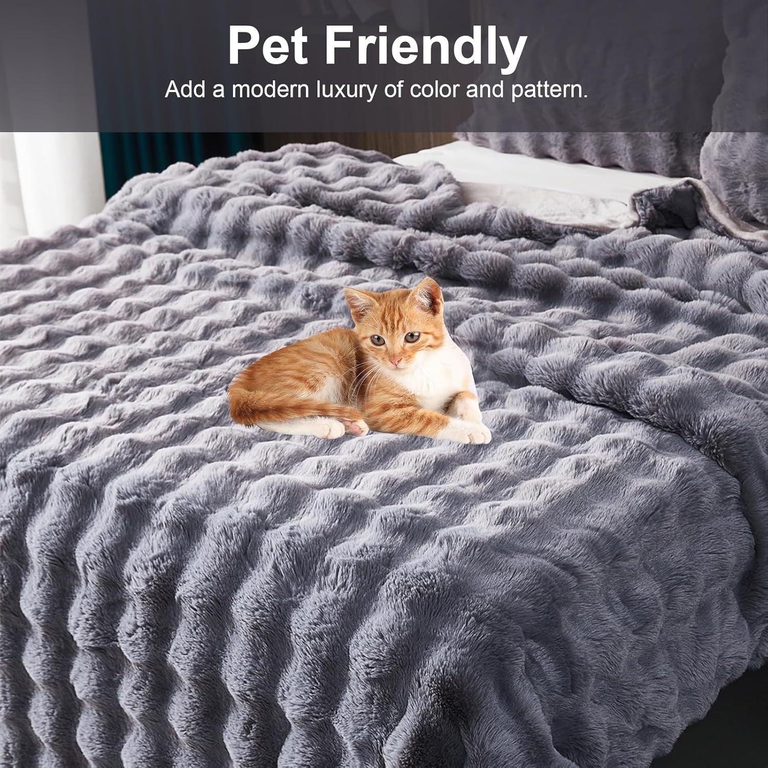 Luxury Thick Plush Fleece Throw Blanket Soft Warm Sofa Bed Dark Grey 100x160cm