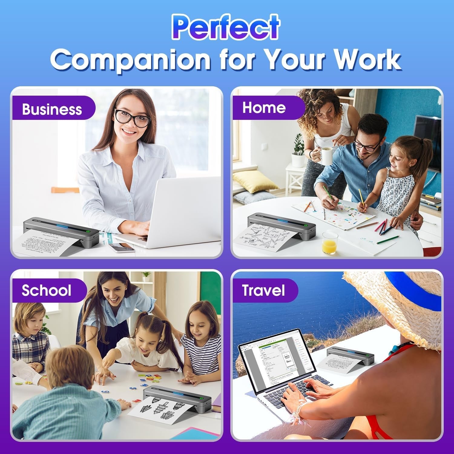 Portable Bluetooth Thermal Printer US Letter Inkless Mobile Printer