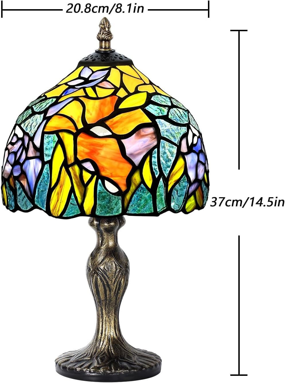 Stained Glass Table Lamp Art Nouveau Bedside Light for Bedroom Office
