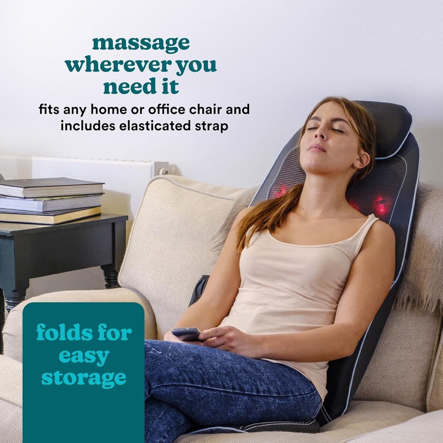 Heated Shiatsu Back Massager Chair Pad 14 Modes Adjustable Headrest Remote