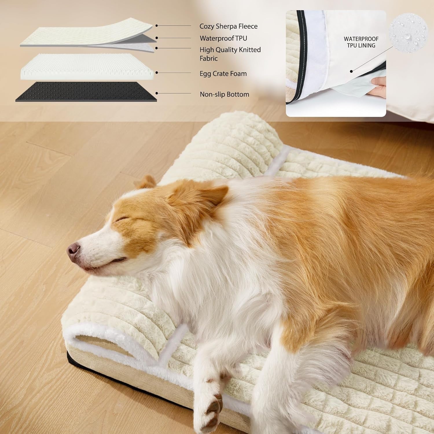 Extra Large Orthopedic Dog Bed 142x101cm Waterproof