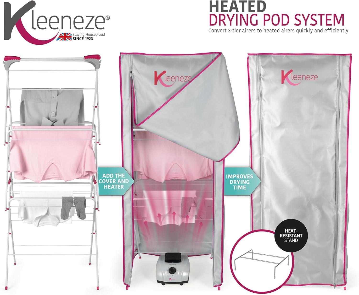 Heated Clothes Airer Cover Pod Electric Laundry Dryer Energy Saving Indoor