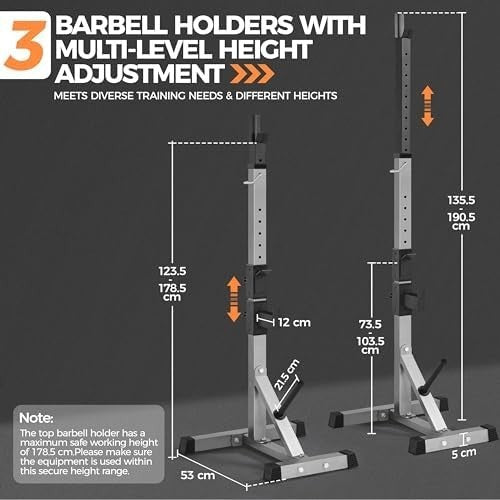 Adjustable Squat Rack Barbell Stand with Dip Station Home Gym Heavy Duty
