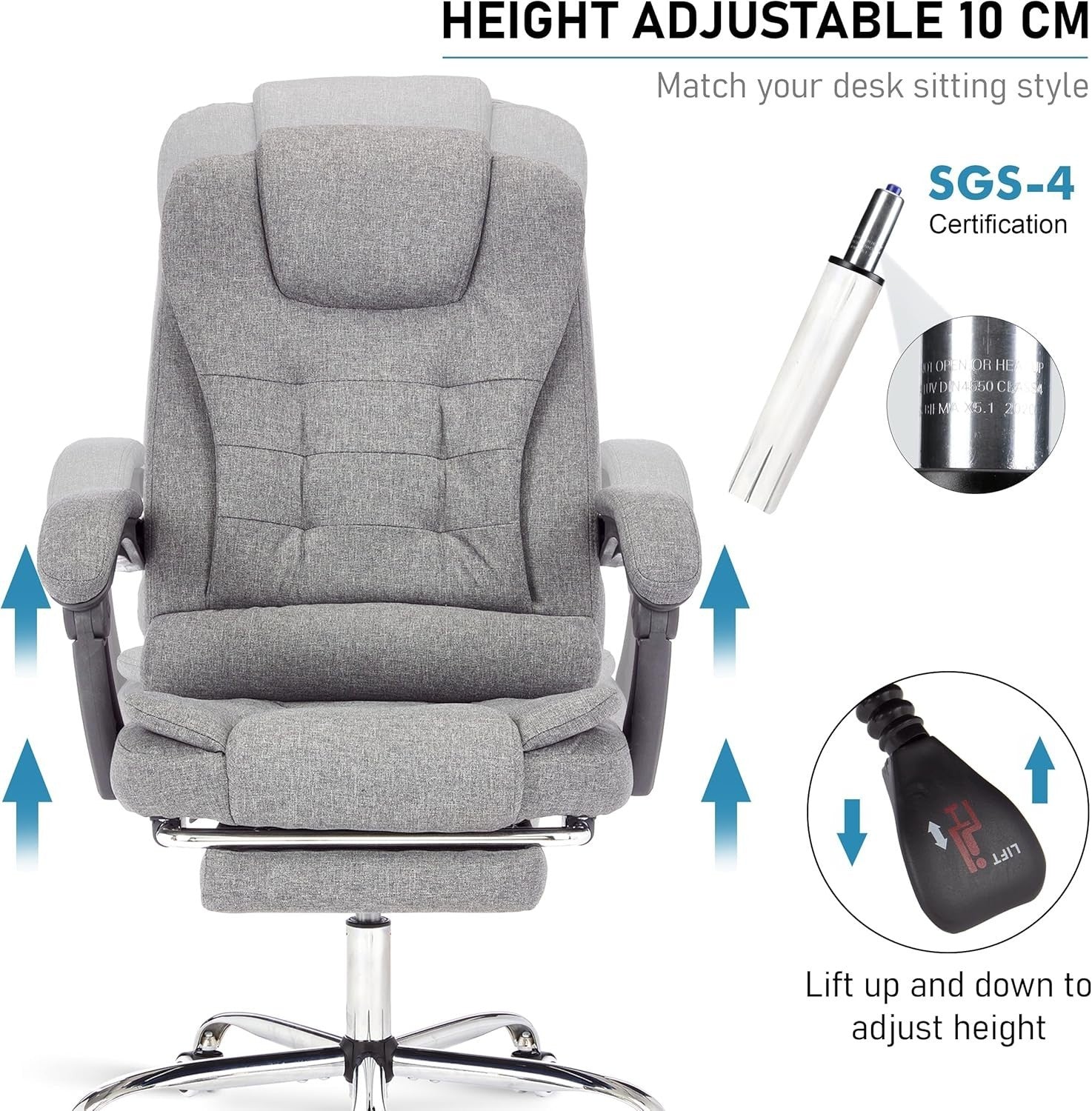 Executive Ergonomic Office Chair Recliner High Back Lumbar Support Padded Armres