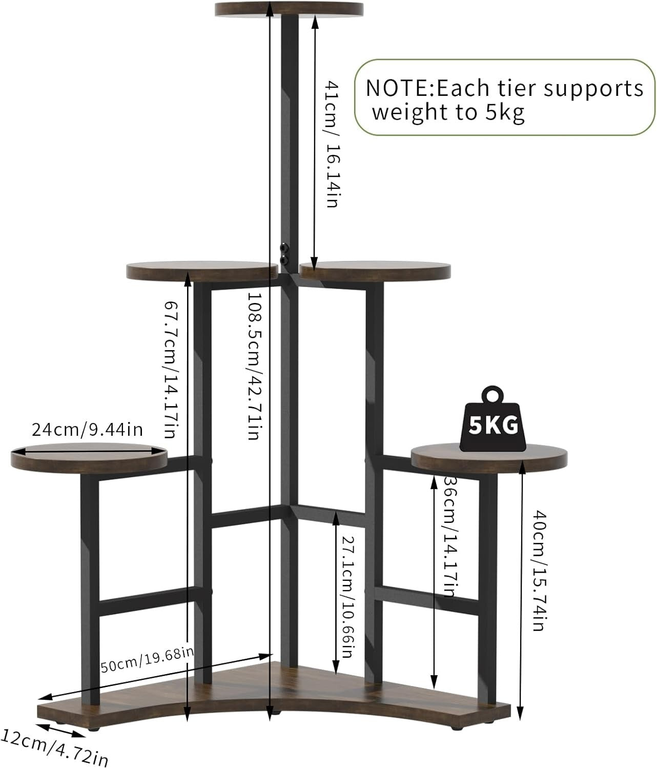 6 Tier Corner Metal Plant Stand Indoor Outdoor Tall Flower Shelf Organizer