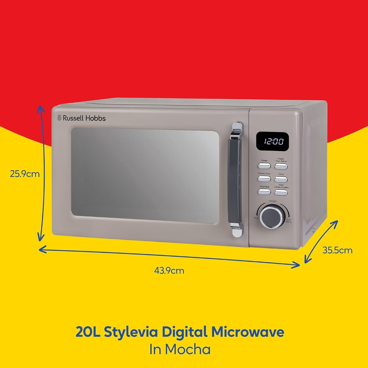 Hobbs 20L Digital Microwave 800W Mirror 8 Auto Cook Settings