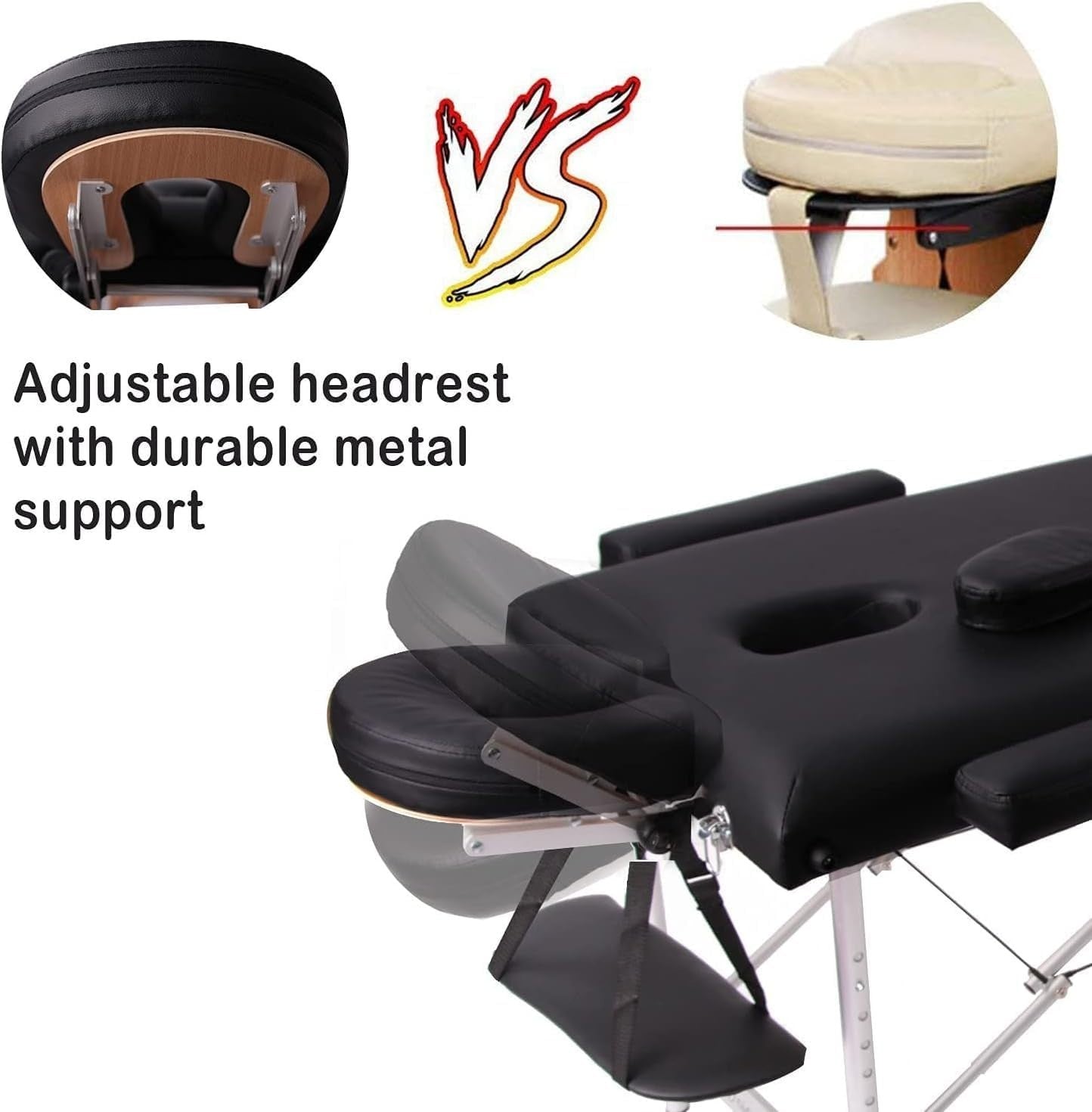 Portable 3 Section Massage Table Aluminium Foldable Beauty Therapy Bed 60cm