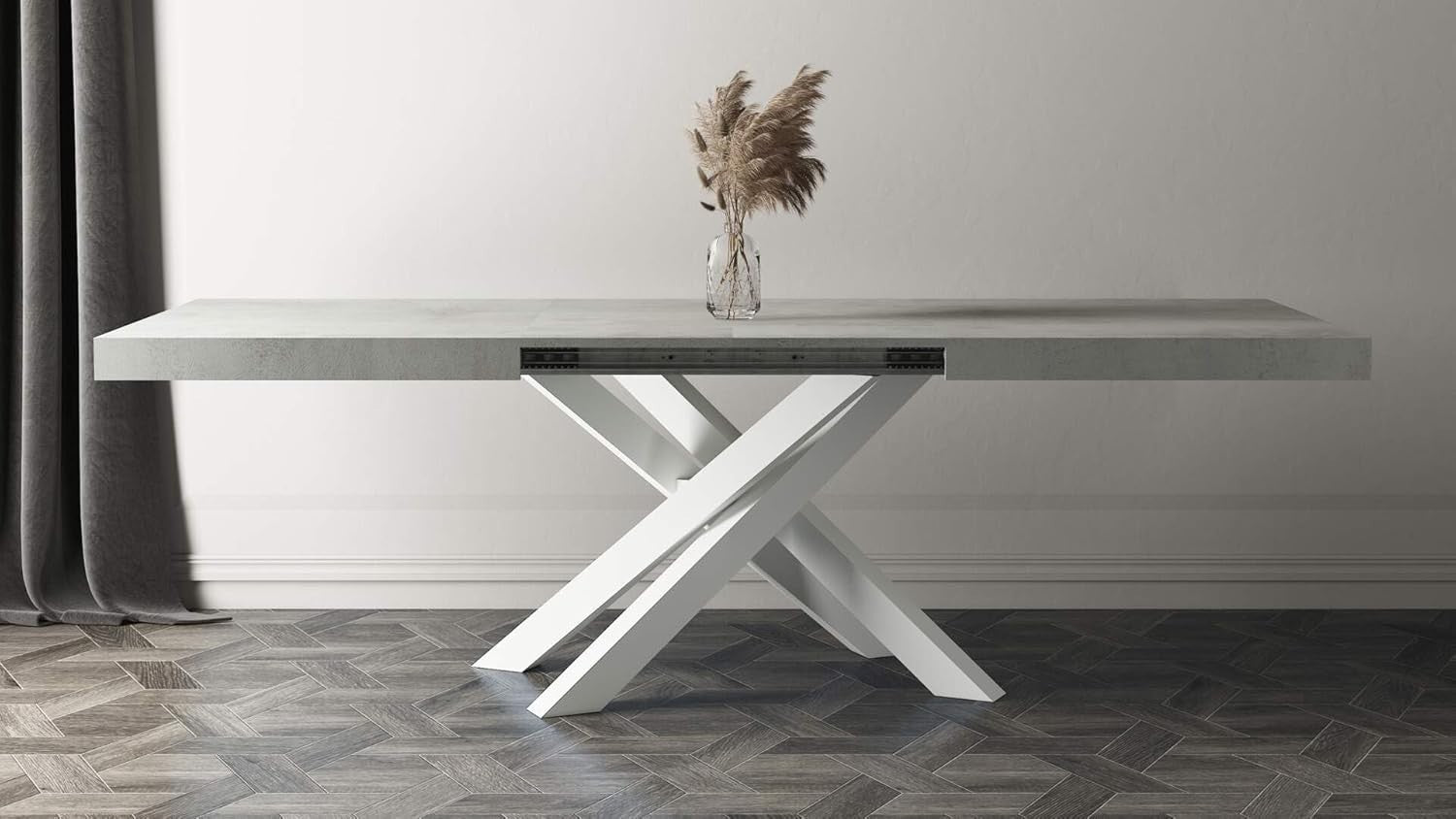 Extendable Walnut Dining Table 160–240cm w/Concerte Grey  Cross Legs Modern