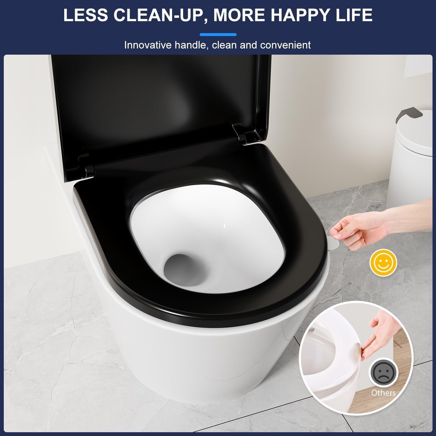 D-Shape Toilet Seat Soft Close PRO U2009B Black Duroplast 42.5x36.3cm