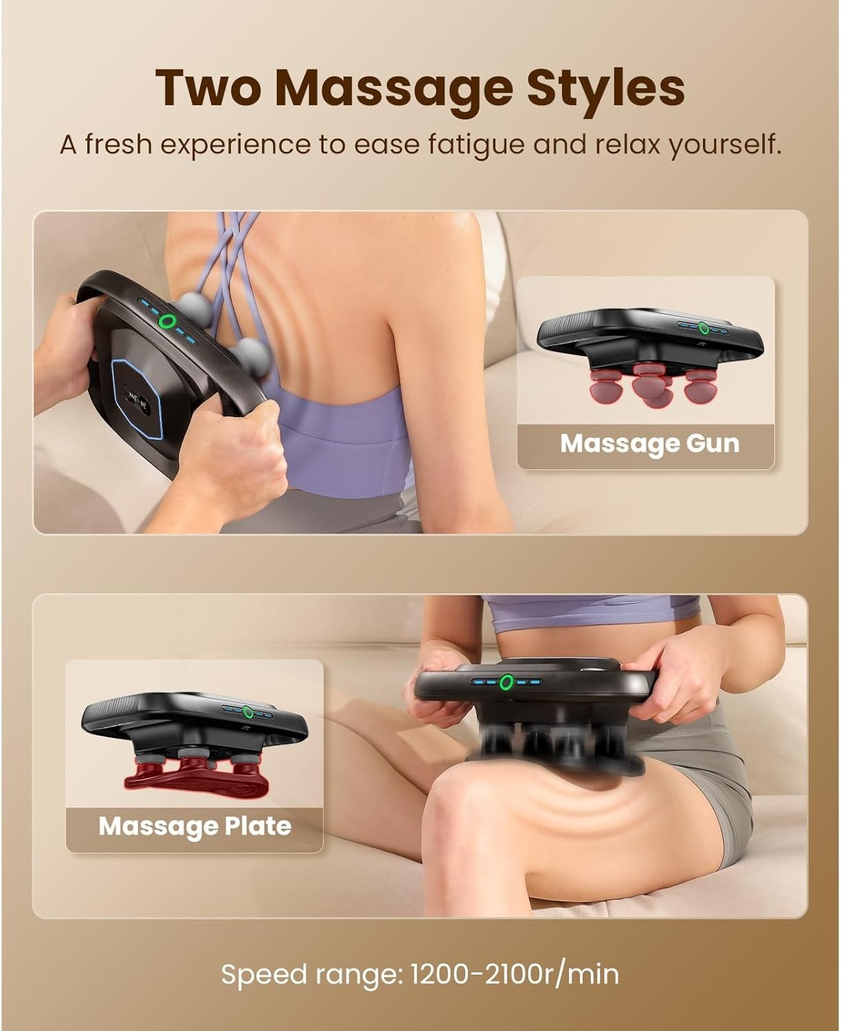 Deep Tissue Massage Gun 4-Head Percussion Back & Shoulder Muscle Pain Relief