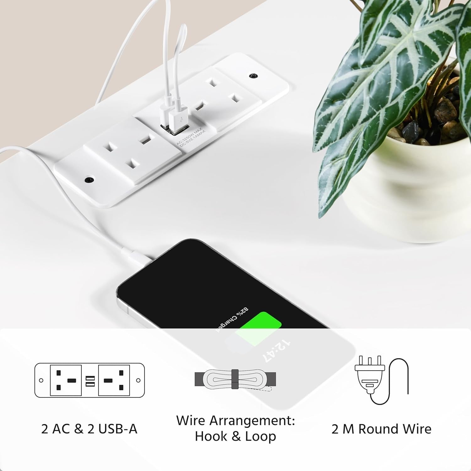 Set of 2 LED Bedside Tables with USB Charging Ports | Modern White Nightstands