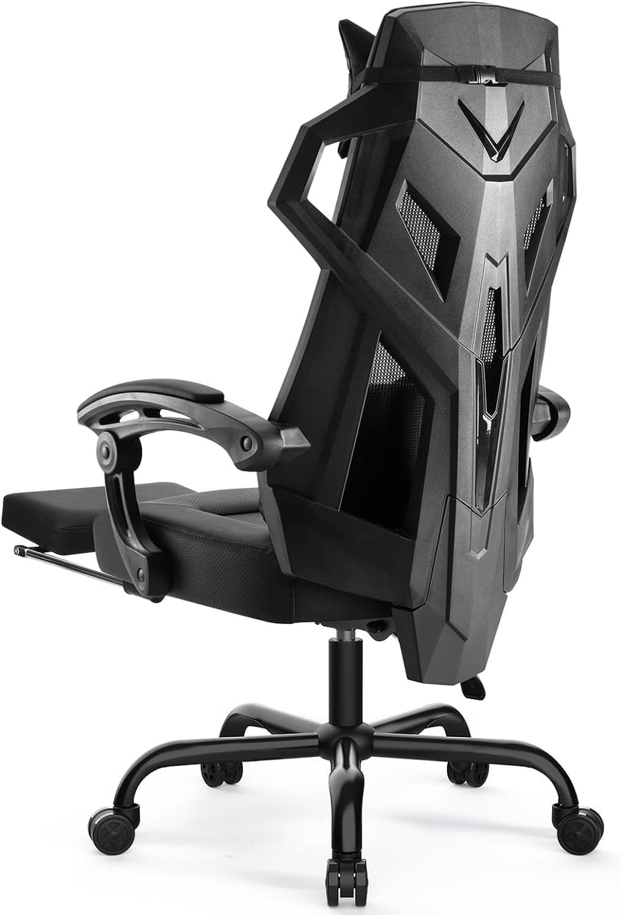 Ergonomic Mesh Gaming Chair Recliner w/ Footrest Lumbar Support