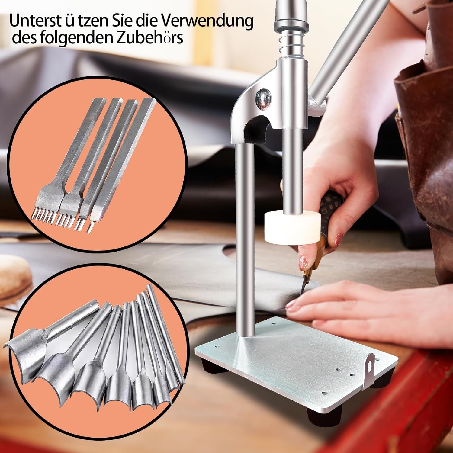 Heavy Duty Leather Hole Punch Press Machine DIY Craft Punching Tool