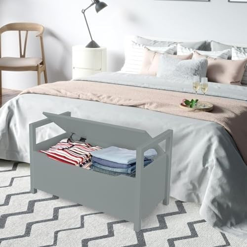 Shoe Bench with Cushion Seat Storage Shelf & Side Handle Modern Hallway Unit