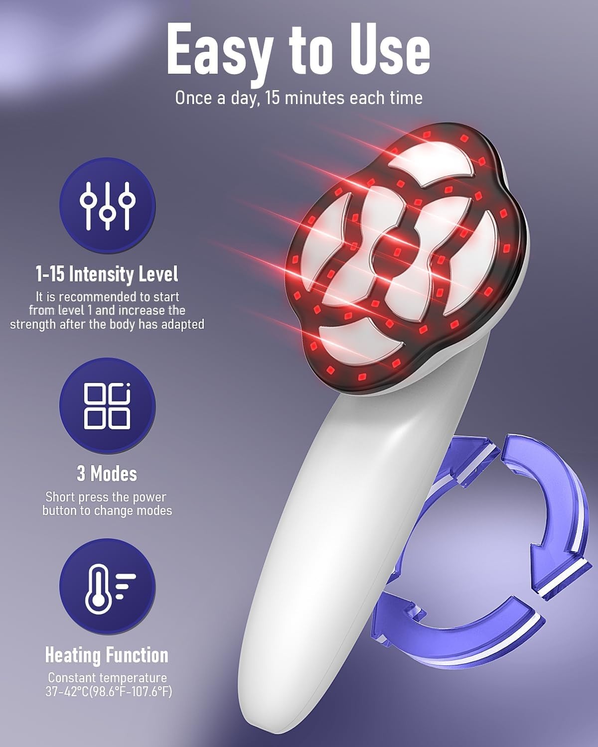 Portable Anti-Cellulite Massager with Heat, 15 Intensity Levels for Body Pain
