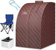 2.6L Portable Steam Sauna Tent 1000W Fast Heating Personal Spa Brown