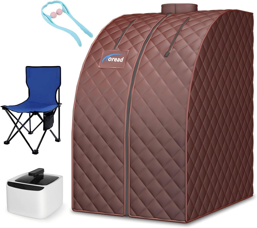 2.6L Portable Steam Sauna Tent 1000W Fast Heating Personal Spa Brown
