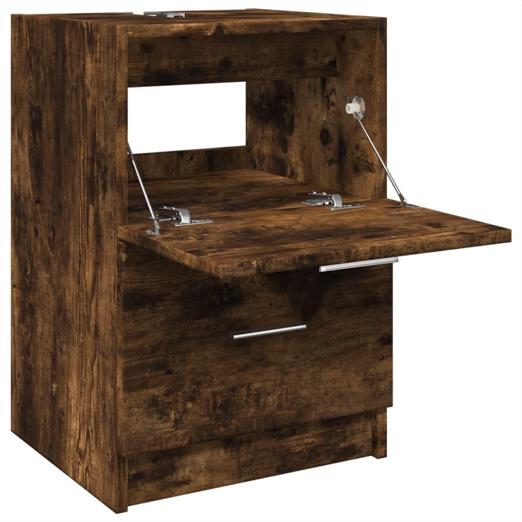 Smoked Oak Bathroom Sink Cabinet 40x37x59cm Modern Under Sink Storage Unit