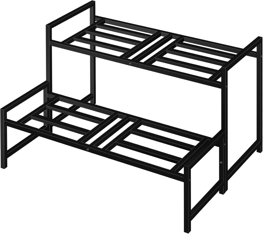 2 Tier Metal Plant Stand Indoor Outdoor Wrought Iron Flower Shelf Display Rack