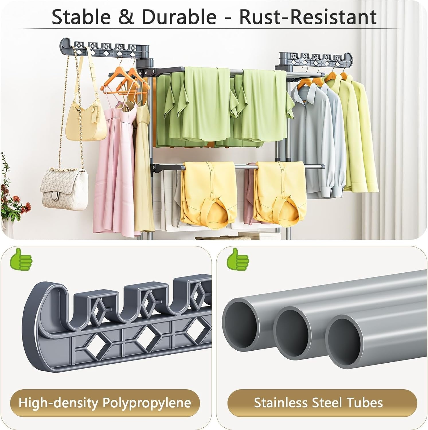 Extra Large 4-Tier Foldable Clothes Airer with Wheels – Grey