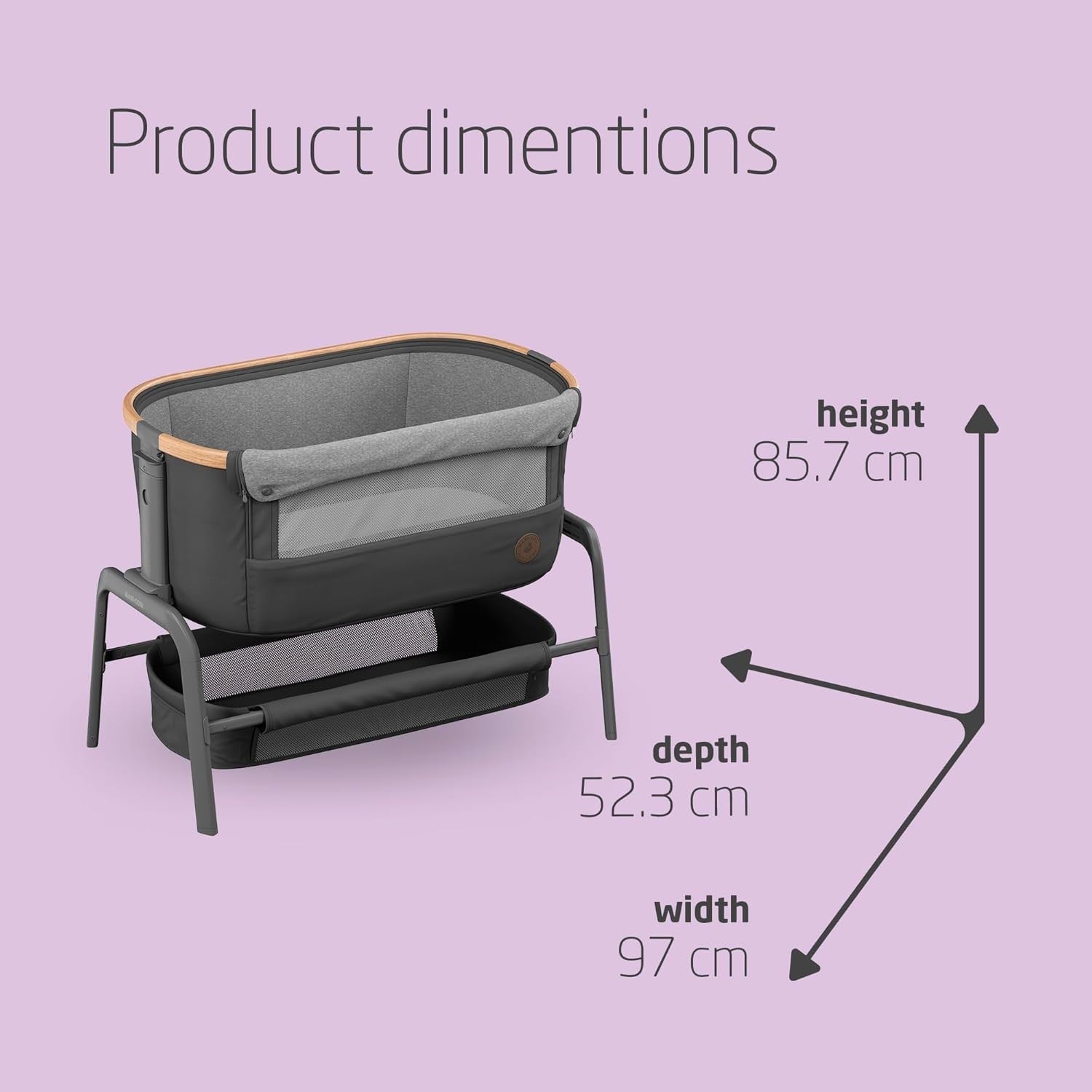 Foldable Baby Bedside Crib Co-Sleeper Adjustable Height with Mattress & Basket