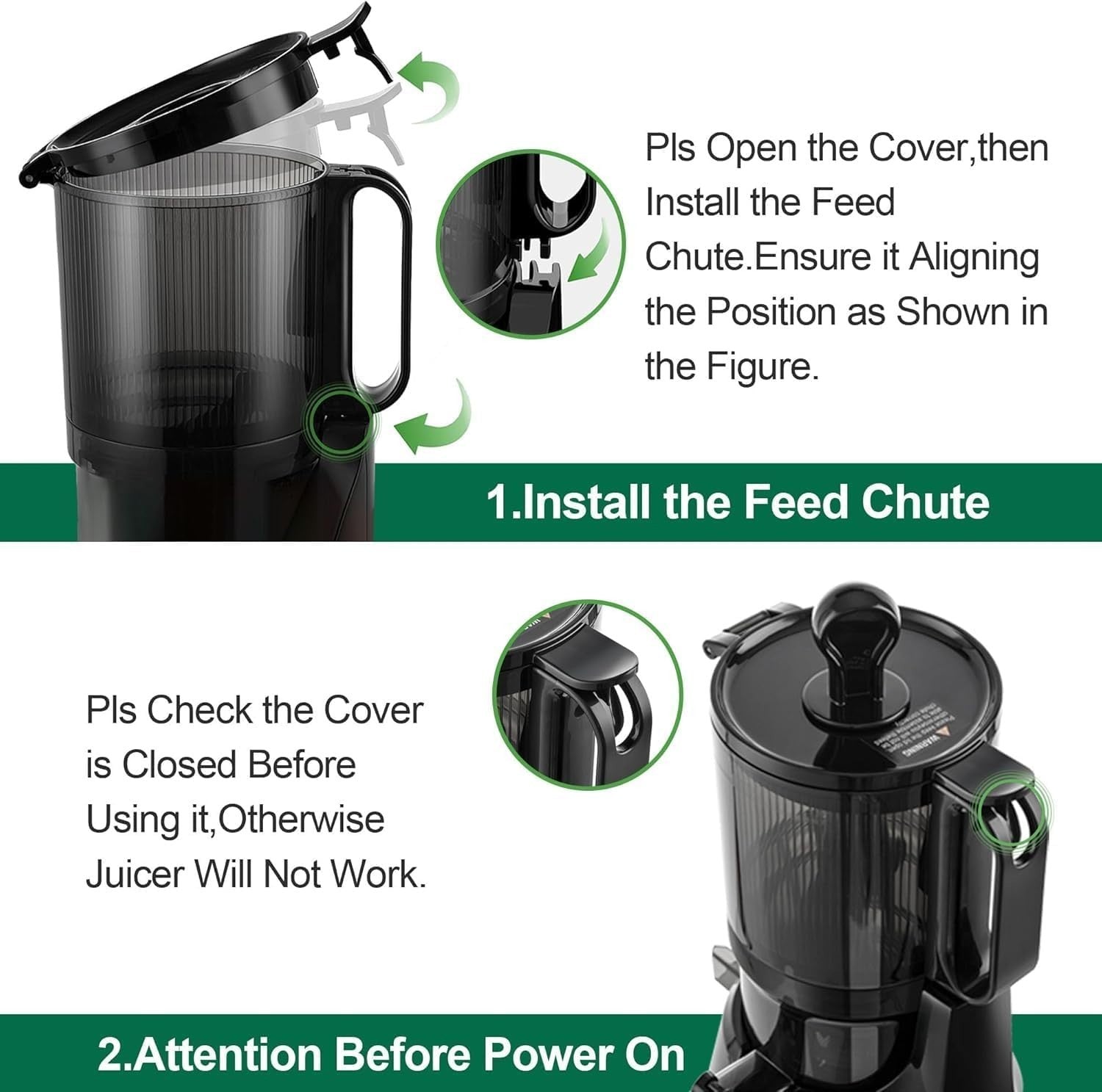 Cold Press Juicer 108mm Wide Feed Opening 200W Slow Masticating BPA Free