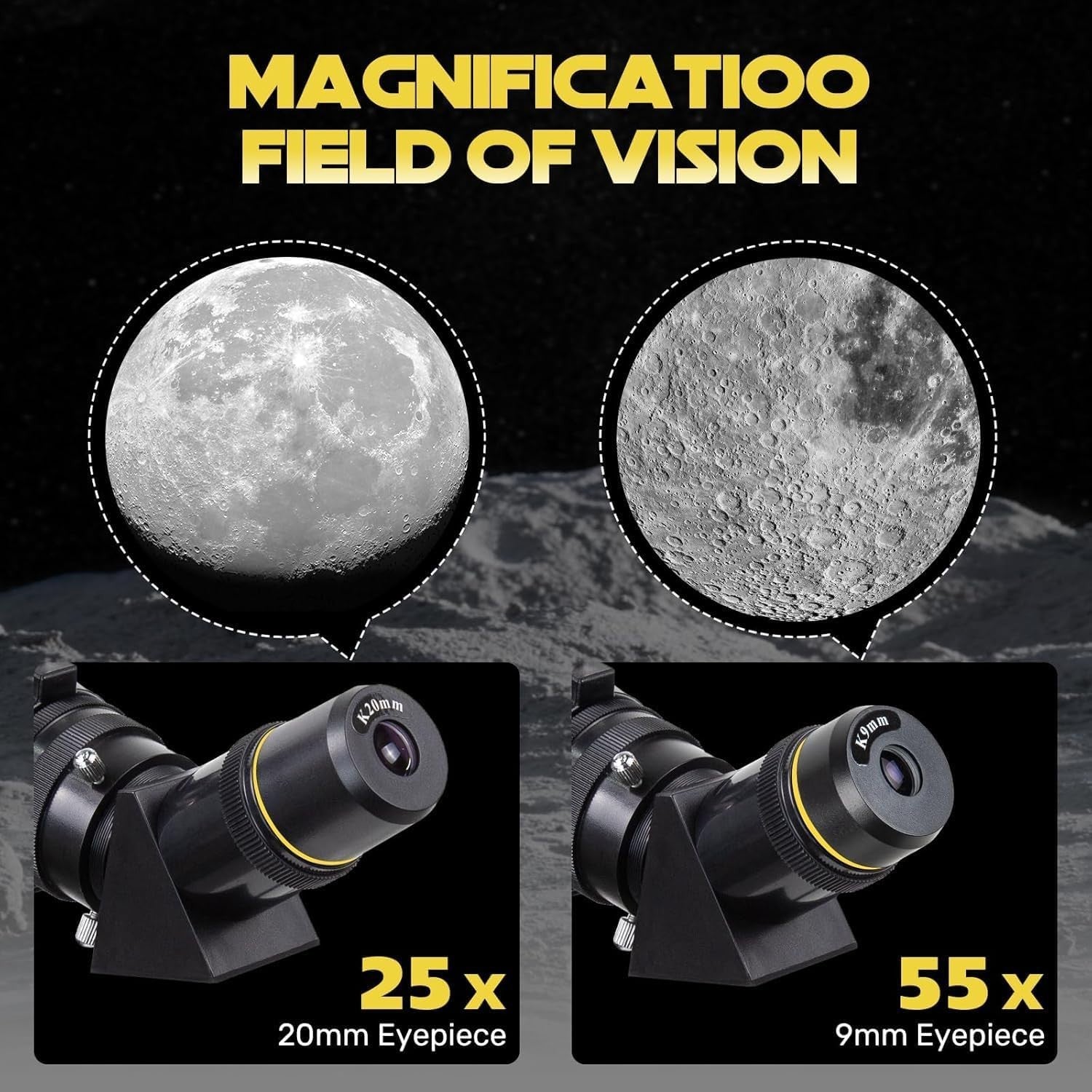 80mm Aperture 500mm Refractor Telescope for Adults & Kids with Tripod - Black