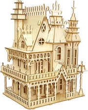 3D Wooden Fantasy Villa Puzzle Kit - DIY Miniature Model, Paintable