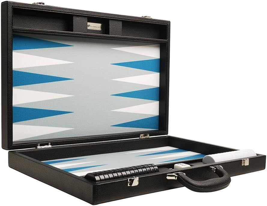 19” Premium Backgammon Set Large Faux Leather Case Travel Board Game
