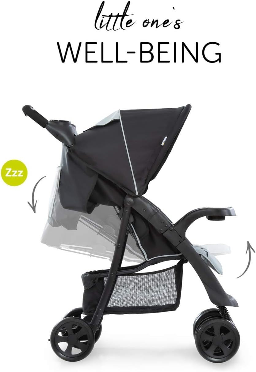 Lightweight Pushchair Compact Fold Reclining Seat Snack Tray 0-22kg Caviar