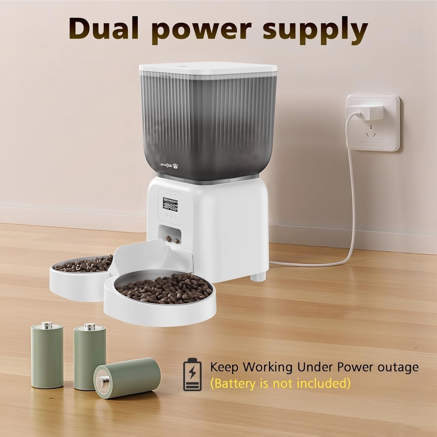 Automatic Cat Feeder 5L Dry Food Dispenser Timer 6 Meals Portion Control